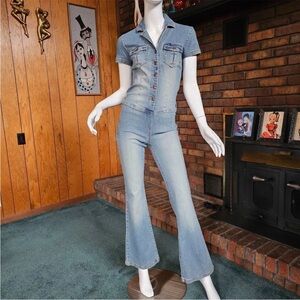 90s 70s Candies VINTAGE Hiphugger Bellbottom Kick Flares Jeans Jumpsuit M Denim